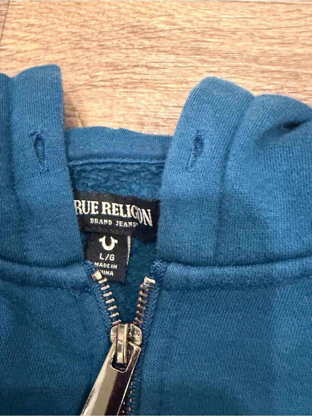 True Religion Men's Deep Teal Zip-Up Hoodie Sweatshirt
